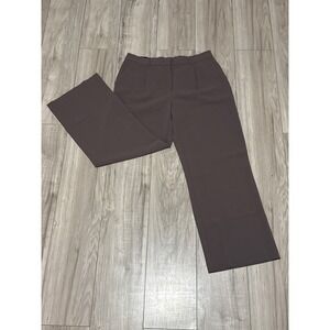 DKNY Womens Brown Wide Leg Pleated Trousers Elastic Back Pants 1886391 Size 12